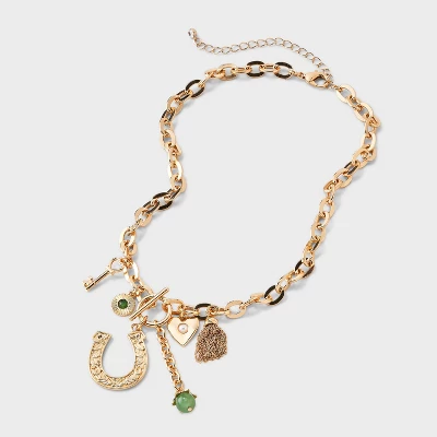 Lucky Horseshoe Charm Pendant Necklace - Universal Thread™ Gold 4 Lucky Horseshoe Charm Pendant Necklace - Universal Thread™ Gold - Image 2