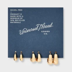 Huggie Hoop Earring Set 3pc - Universal Thread™ Gold