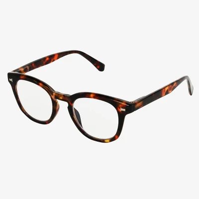 Women's Plastic Round Blue Light Filtering Glasses - Universal Thread™ Brown/Tortoise Print Diopter 2 Women's Plastic Round Blue Light Filtering Glasses - Universal Thread™ Brown/Tortoise Print Diopter
