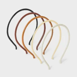 PU Headbands 5pk Set - Universal Thread™ Black/Brown/Beige/Off-White