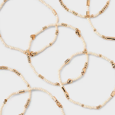 Heart Beaded Bracelet Set 7pc - Universal Thread™ Ivory: Pull-On Stretch Bracelets, Glass & Acrylic, Heart Shape, 2.2" Length 5 Heart Beaded Bracelet Set 7pc - Universal Thread™ Ivory: Pull-On Stretch Bracelets, Glass & Acrylic, Heart Shape, 2.2" Length - Image 3