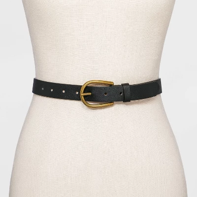 Women's Elongated Buckle Belt - Universal Thread™ Black M 3 Women's Elongated Buckle Belt - Universal Thread™ Black M