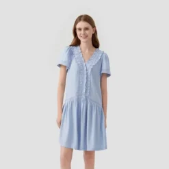 Women's Short Sleeve Lace Trim Mini A-Line Dress - Universal Thread™ Light Blue -Universal Thread GUEST b5eef1a3 2a24 47ed b4b3 8543f4064f56