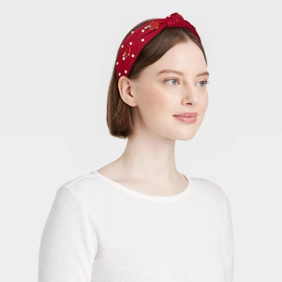 Sports Helmet Game Day Embellished Top Knot Headband - Universal Thread™ Red 3 Sports Helmet Game Day Embellished Top Knot Headband - Universal Thread™ Red