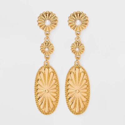 Casted Triple Drop Earrings - Universal Thread™ Gold 5 Casted Triple Drop Earrings - Universal Thread™ Gold - Image 3