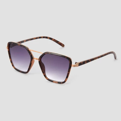 Women's Tortoise Shell Print Plastic Aviator Sunglasses - Universal Thread™ Gold 3 Women's Tortoise Shell Print Plastic Aviator Sunglasses - Universal Thread™ Gold