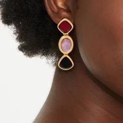 Mixed Lepidolite Stone Drop Earrings - Universal Thread™ Maroon/Pink/Black