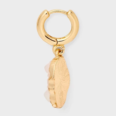 Labradorite Stone And Coin Hoop Earring Set 3pc - Universal Thread™ Gold 4 Labradorite Stone And Coin Hoop Earring Set 3pc - Universal Thread™ Gold - Image 2