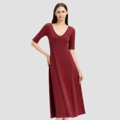 Women's Elbow Sleeve Knit Midi A-Line Dress - Universal Thread™ Red 7 Women's Elbow Sleeve Knit Midi A-Line Dress - Universal Thread™ Red -Universal Thread GUEST dfd4f82d 30a3 4ca5 9690 9dfbb76e357a