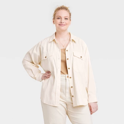 Women's Oversized Corduroy Long Sleeve Collared Button-Down Shirt - Universal Thread™ 5 Women's Oversized Corduroy Long Sleeve Collared Button-Down Shirt - Universal Thread™ - Image 3