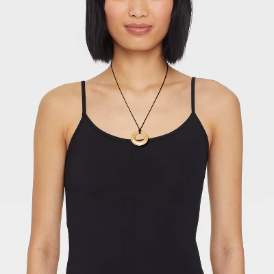 Cord With Puffy Open Circle Pendant Necklace - Universal Thread™ Gold: Lobster Claw Clasp, 18" Length, Recycled Zinc 3 Cord With Puffy Open Circle Pendant Necklace - Universal Thread™ Gold: Lobster Claw Clasp, 18" Length, Recycled Zinc