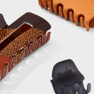 Variety Claw Hair Clip Set 3pc - Universal Thread™ Navy/Brown 4 Variety Claw Hair Clip Set 3pc - Universal Thread™ Navy/Brown - Image 2