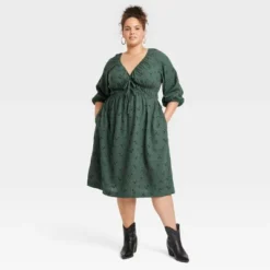 Women's Tie-Front Puff 3/4 Sleeve Midi Dress - Universal Thread™ 11 Women's Tie-Front Puff 3/4 Sleeve Midi Dress - Universal Thread™ -Universal Thread GUEST ef40f8d2 50d1 4471 bf0a 7b801b70bd39