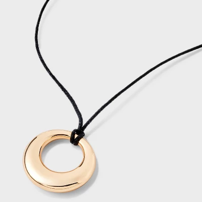 Cord With Puffy Open Circle Pendant Necklace - Universal Thread™ Gold: Lobster Claw Clasp, 18" Length, Recycled Zinc 6 Cord With Puffy Open Circle Pendant Necklace - Universal Thread™ Gold: Lobster Claw Clasp, 18" Length, Recycled Zinc - Image 4