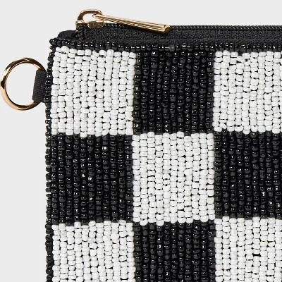 Checker Beaded Pouch - Universal Thread™ Black/White 5 Checker Beaded Pouch - Universal Thread™ Black/White - Image 3