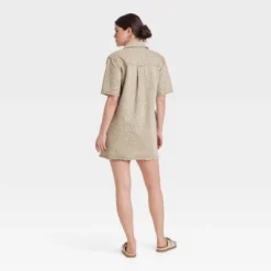 Women's Leopard Denim Mini Shirtdress - Universal Thread™ Tan